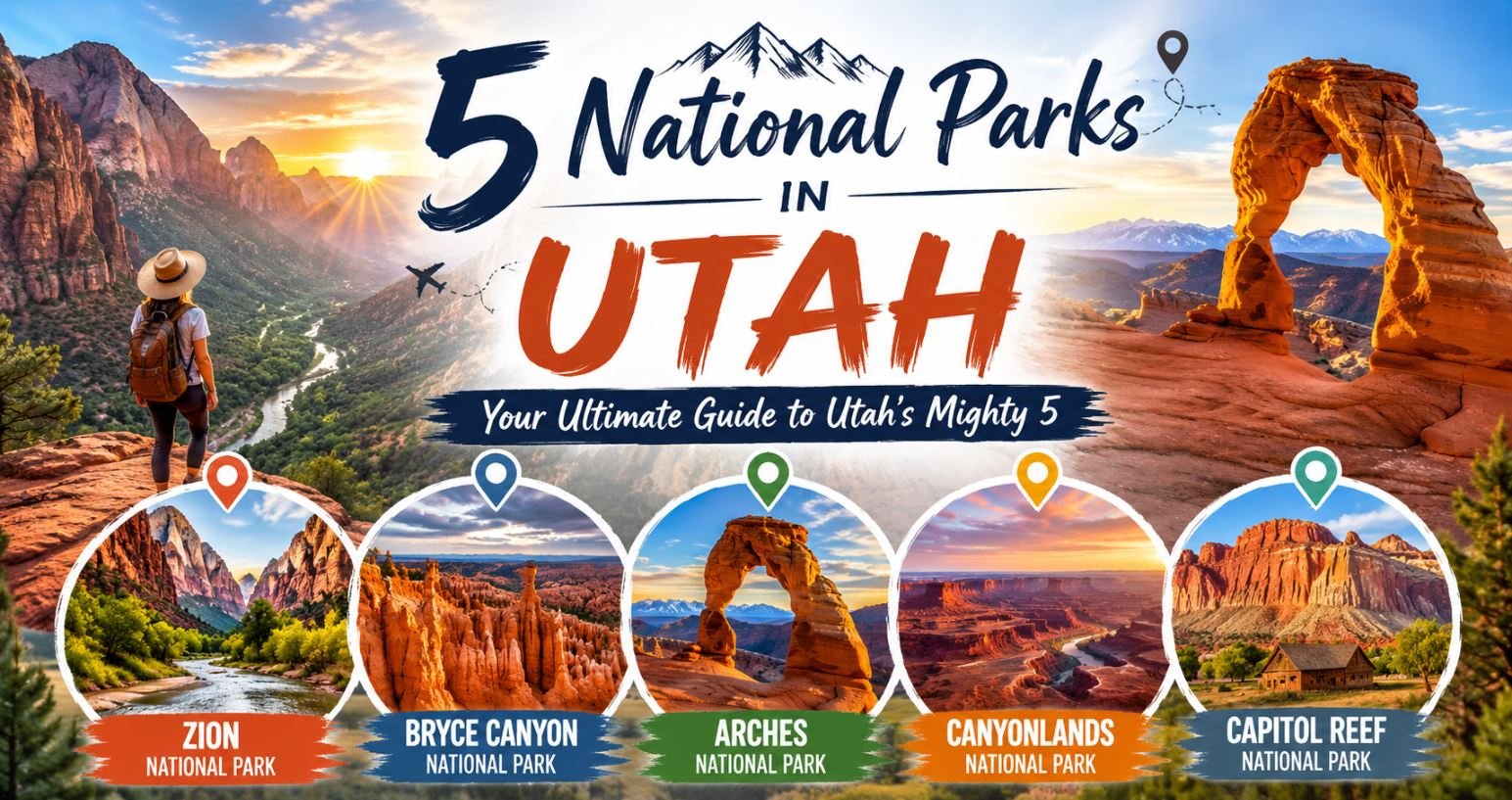 5 national parks in Utah including the Mighty 5 travel guide