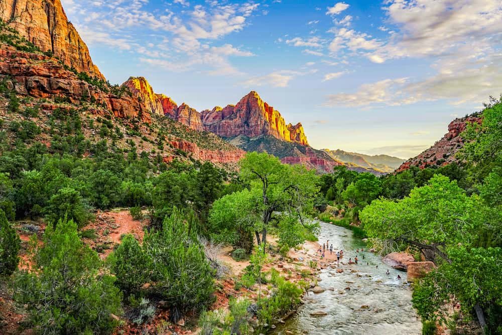 Zion National Park Utah with red cliffs and scenic hiking trails