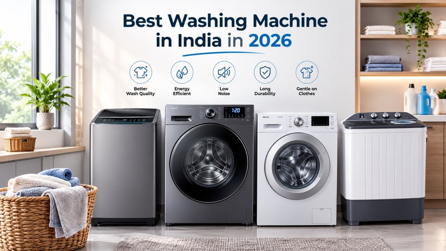 Best washing machine in India in 2026 featuring top-rated front load and top load washing machines