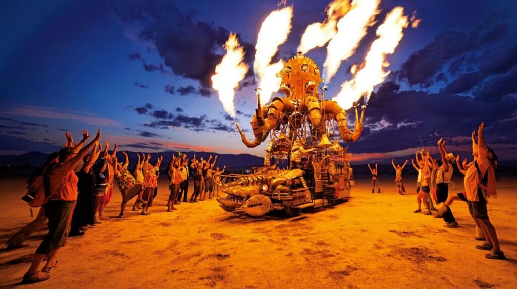 Burning Man festival featuring art installations in Nevada, USA
