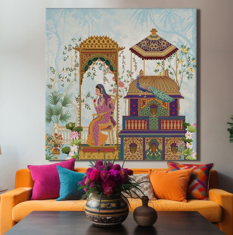 Elegant Mughal paintings for living room wall decoration