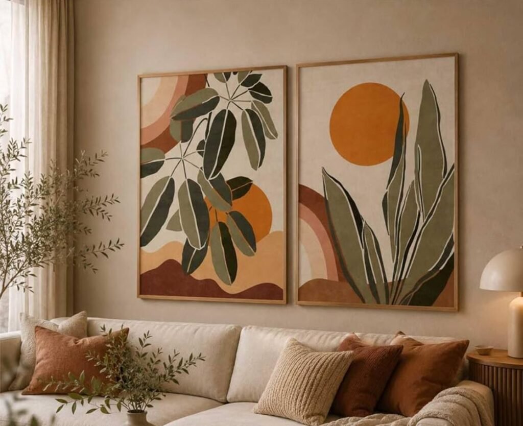 Simple botanical wall art for modern living room décor