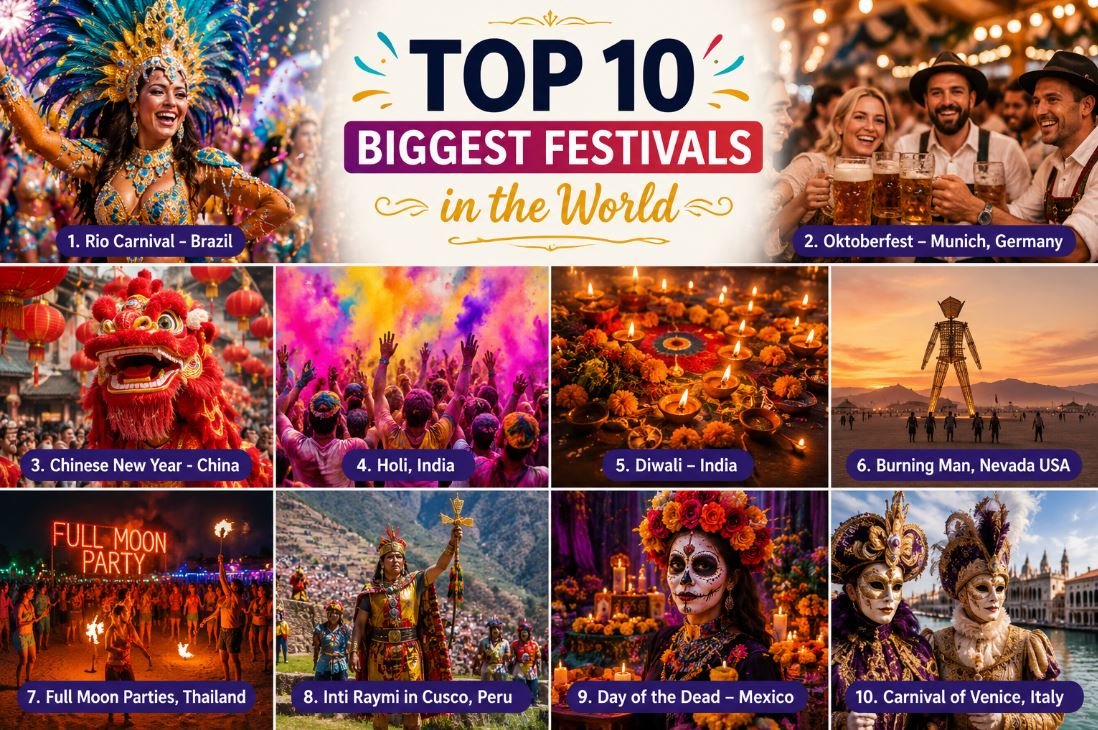 Top 10 biggest festivals in the world showcasing colorful cultural celebrations
